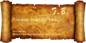 Torday Boglárka névjegykártya